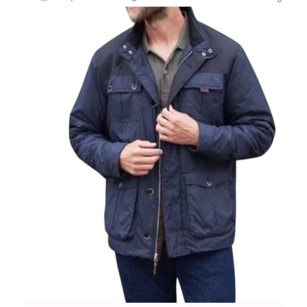 UNTUCKit RODIER Navy Blue Full Zip Lightweight Utility Jacket Men's Size XL